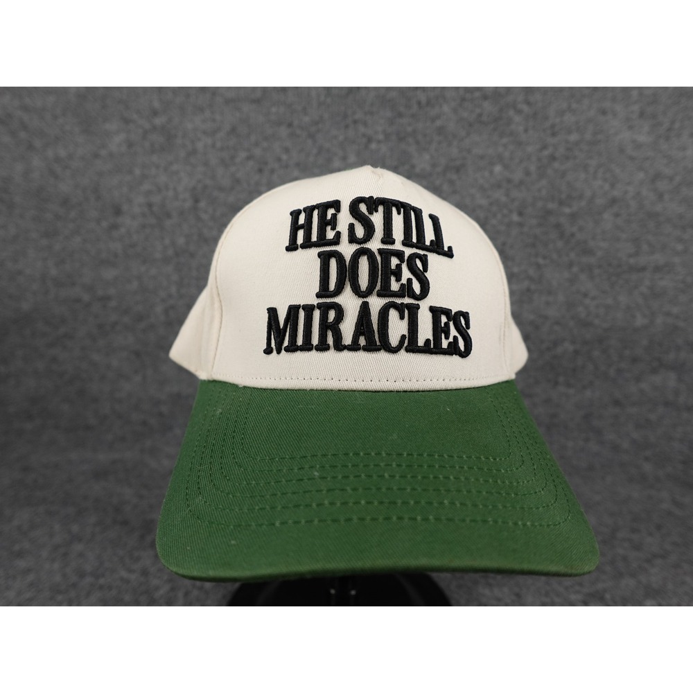 Jenessa Wait Hat Unisex OSFA Cream Green He Still Does Miracles Snapback‎